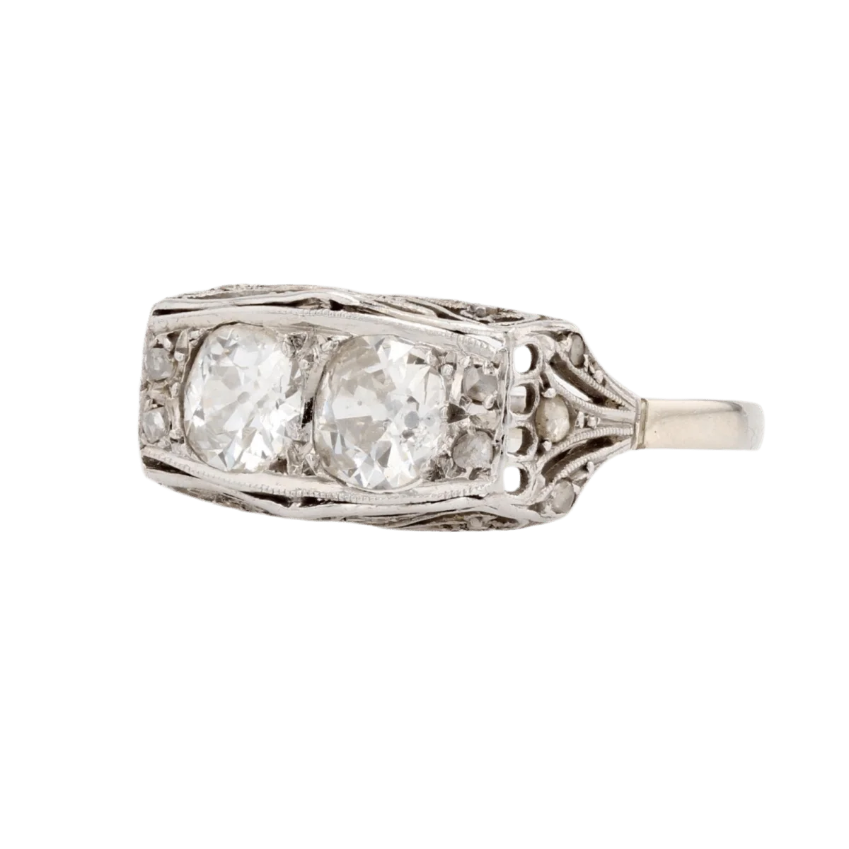 Bague Toi & Moi en or blanc, platine et diamants - Image 3