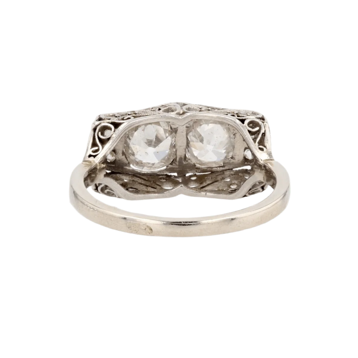 Bague Toi & Moi en or blanc, platine et diamants - Image 4