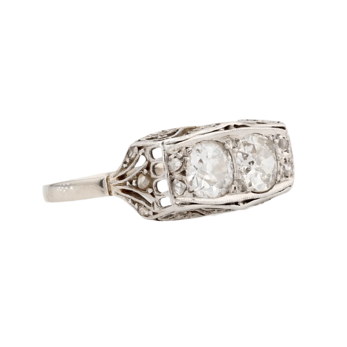 Bague Toi & Moi en or blanc, platine et diamants - Image 5