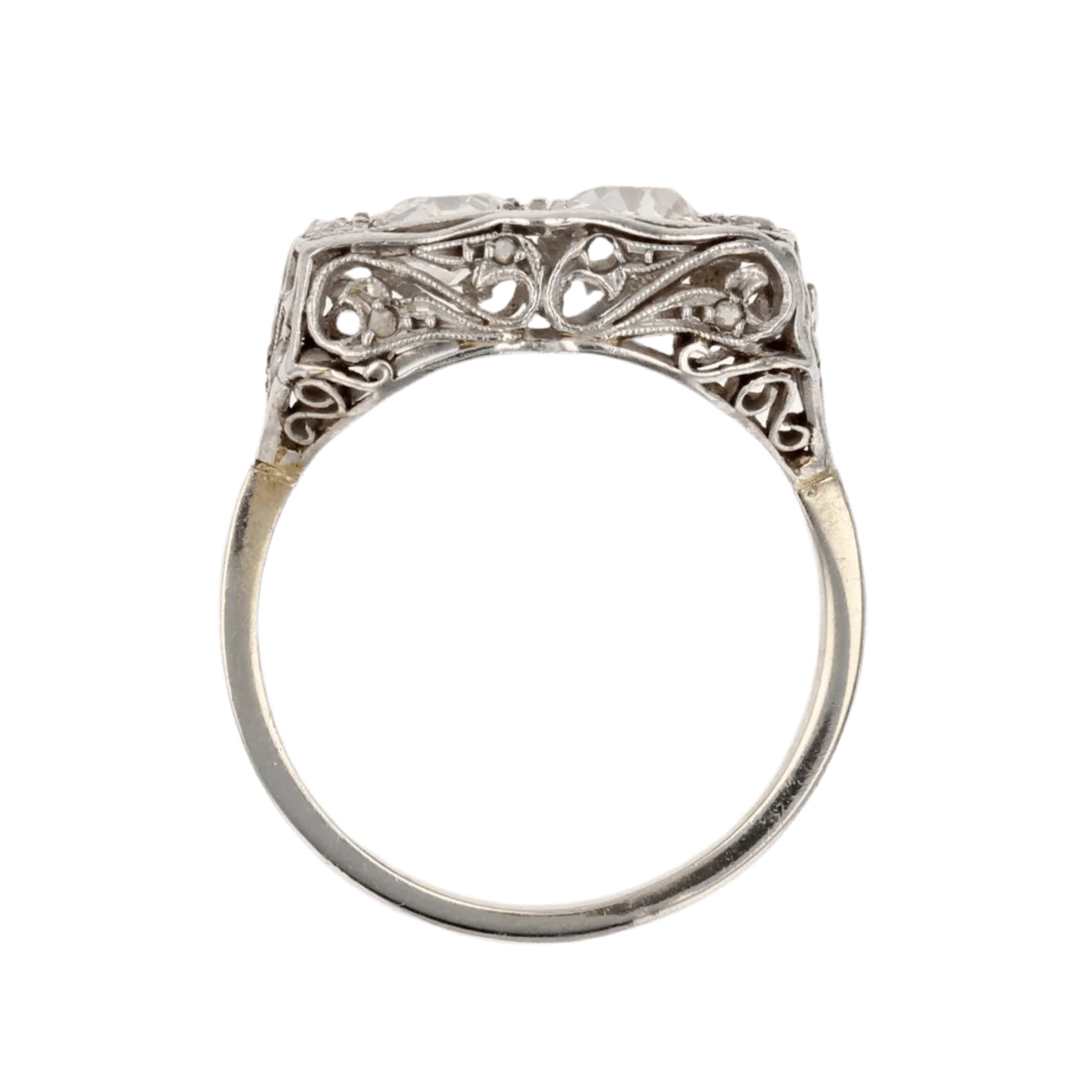 Bague Toi & Moi en or blanc, platine et diamants - Image 6