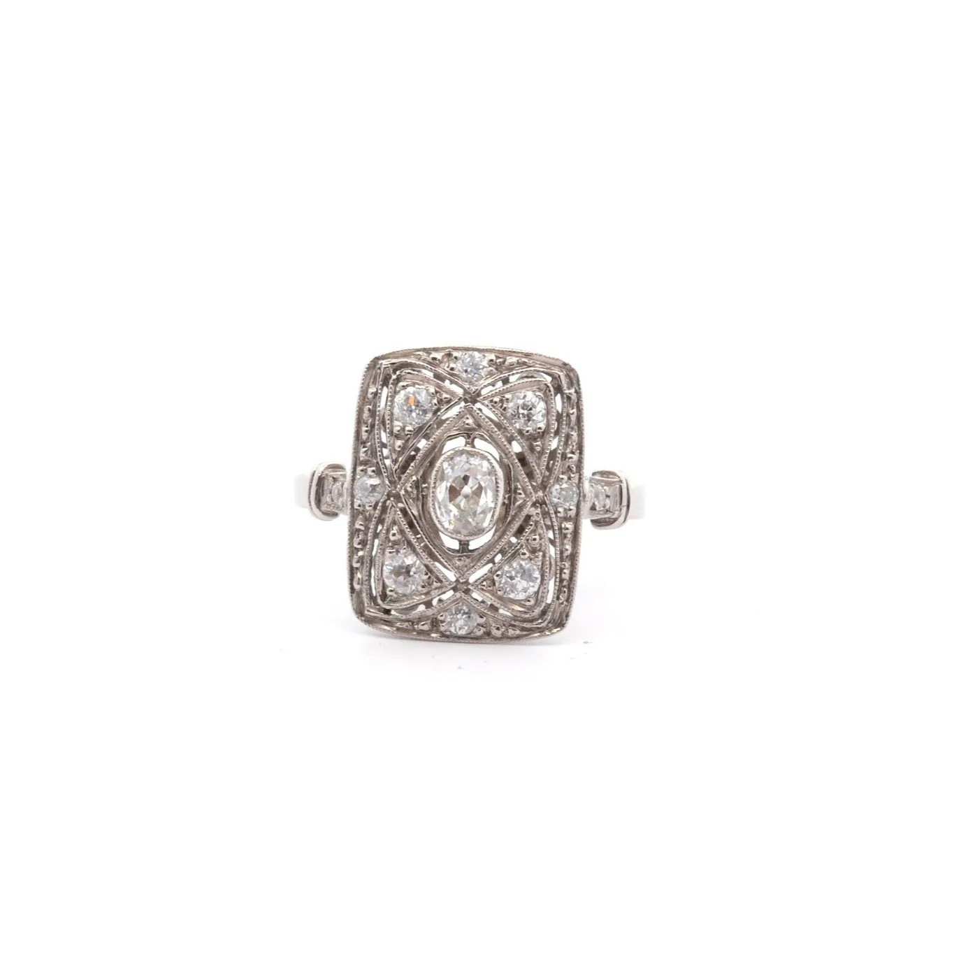Bague Marquise en platine et diamants