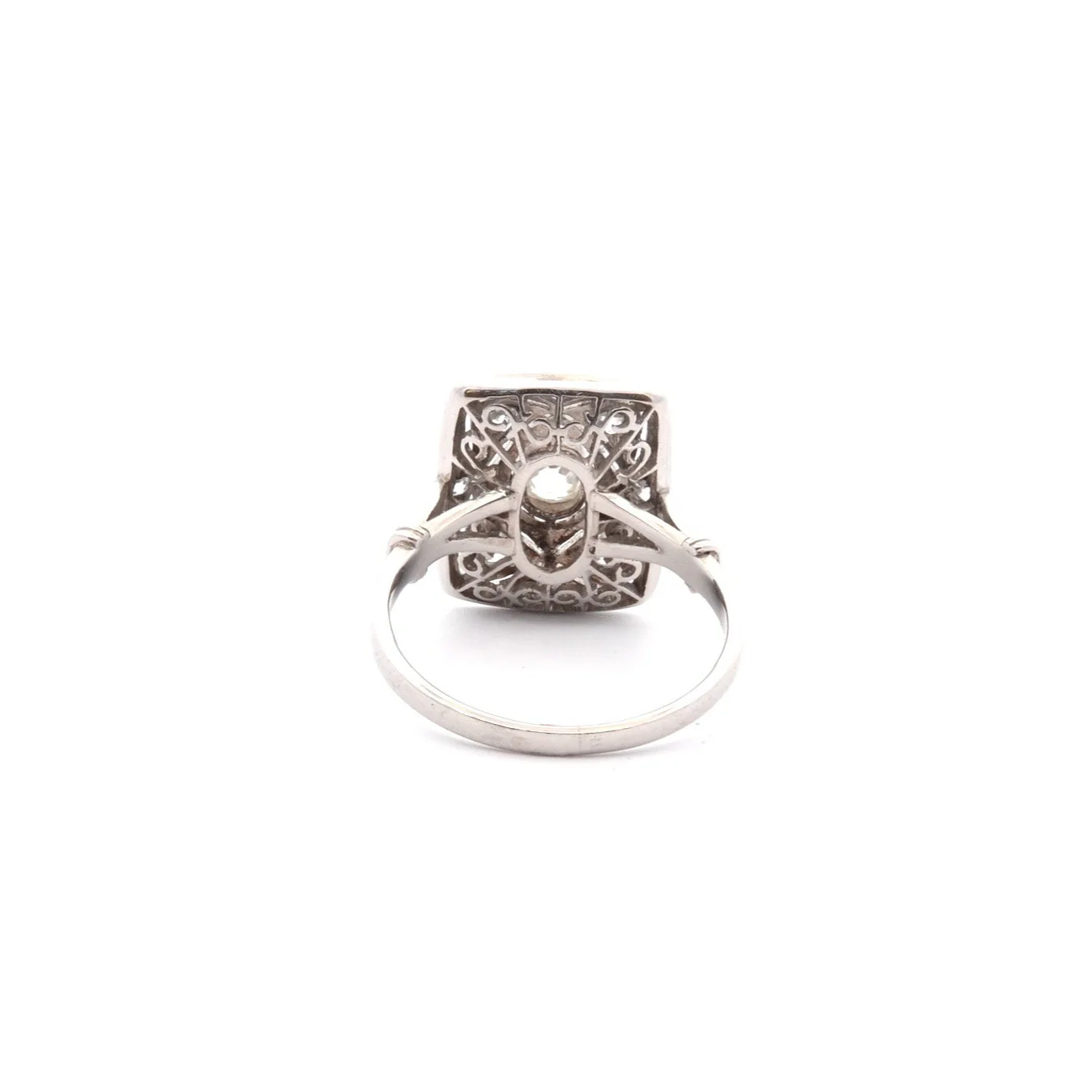 Bague Marquise en platine et diamants - Image 4