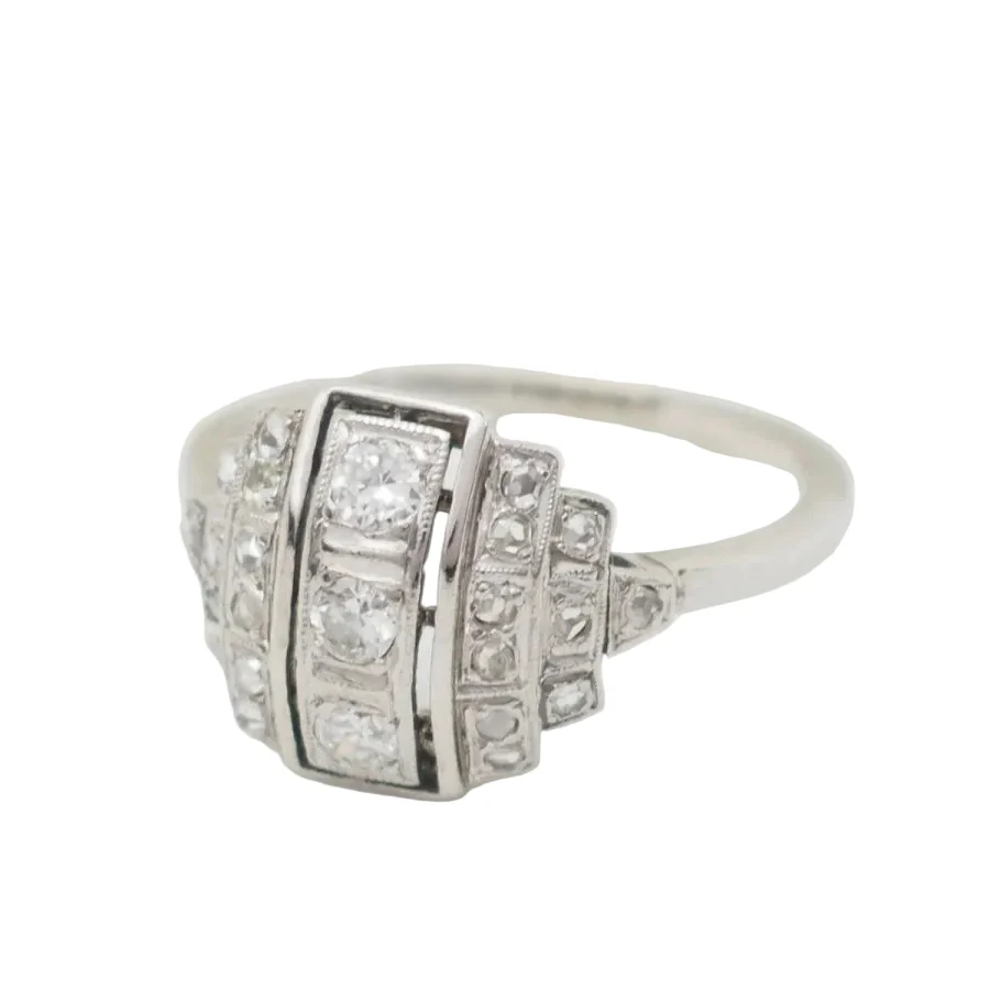Bague en or blanc, platine et diamants - Image 3