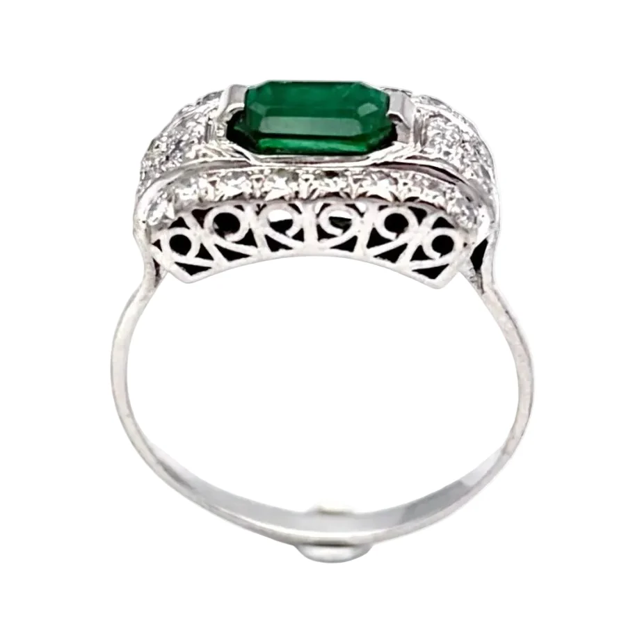 Bague en or blanc, platine, émeraude et diamants - Image 4