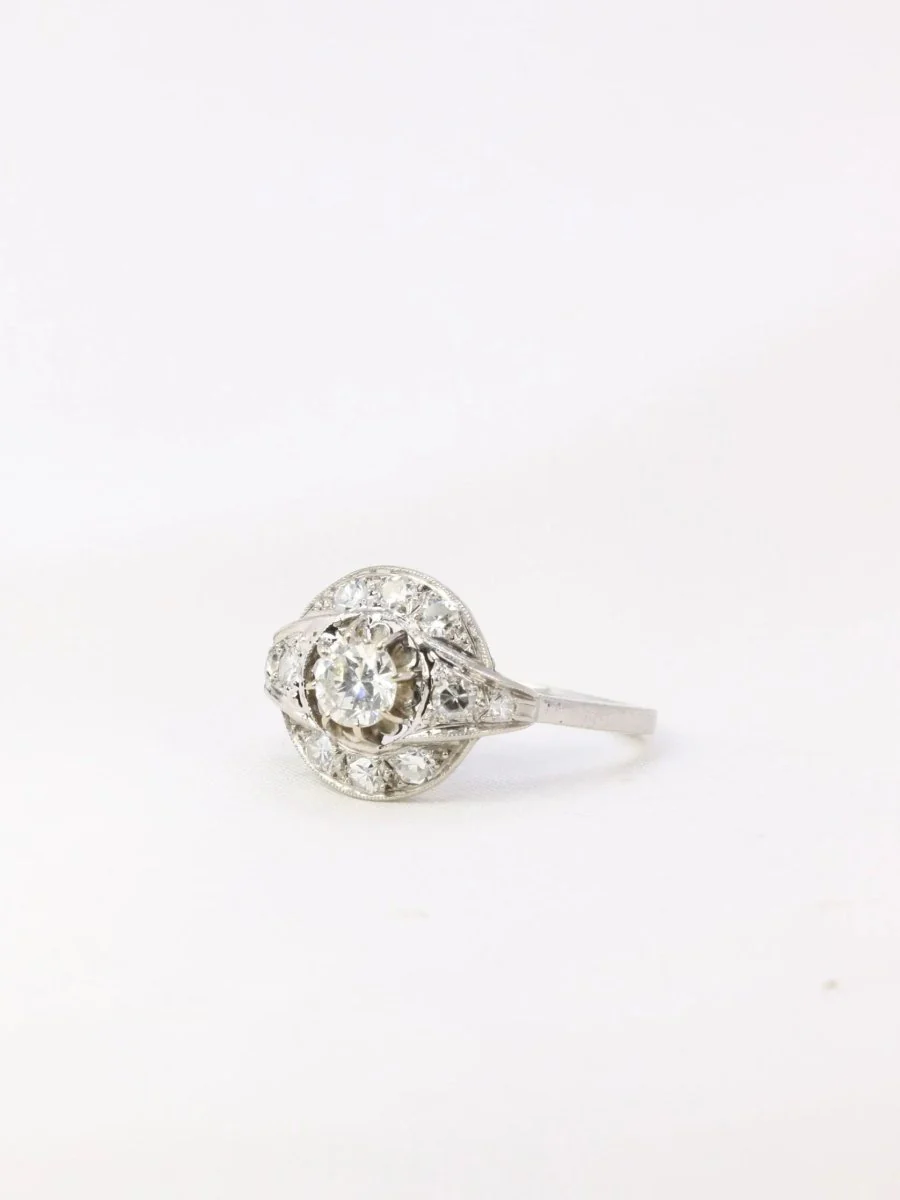 Bague Art-Déco en platine et diamants - Image 3