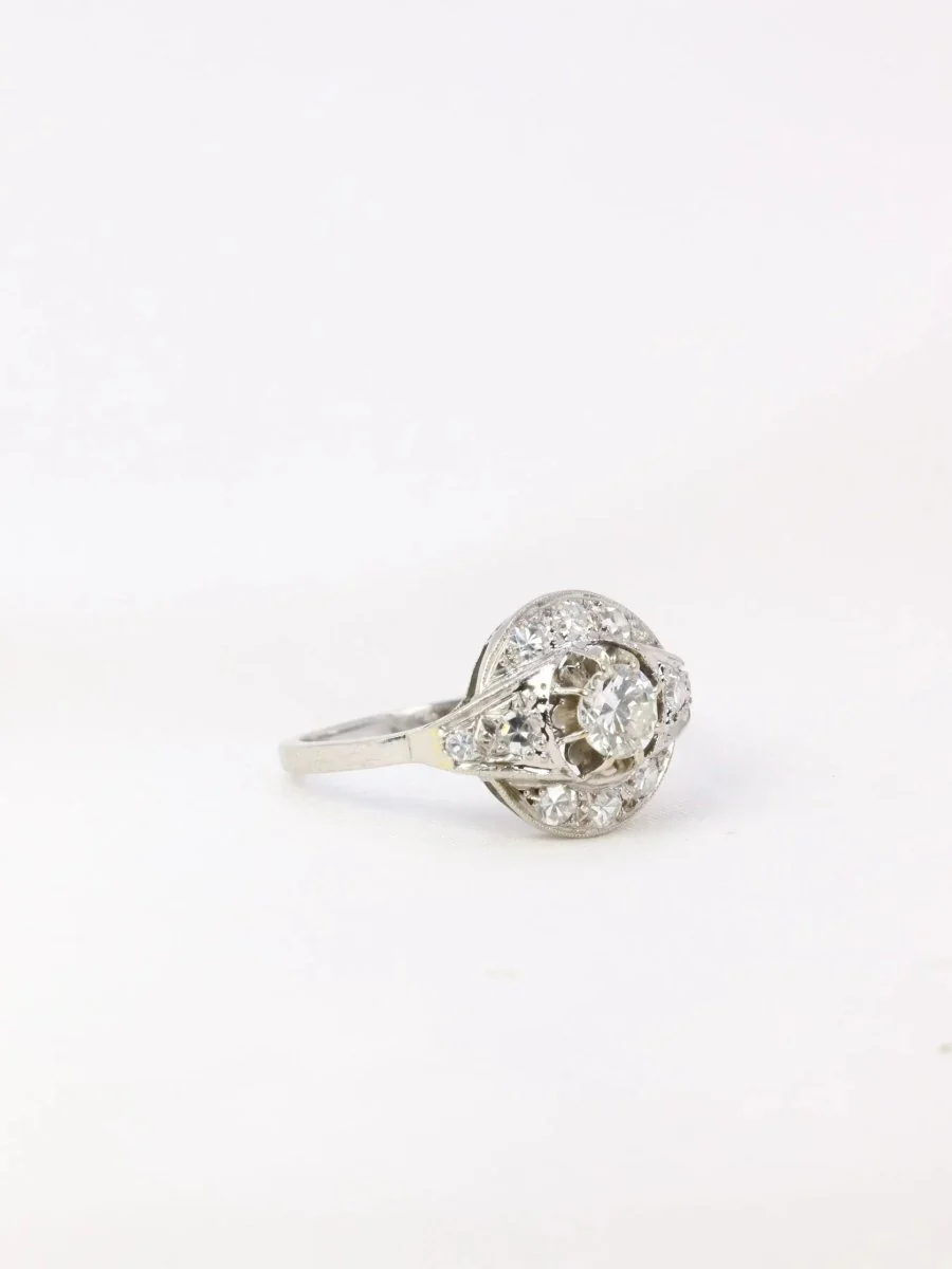 Bague Art-Déco en platine et diamants - Image 7