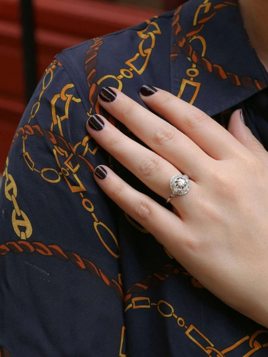 Bague Art-Déco en platine et diamants - Image 8