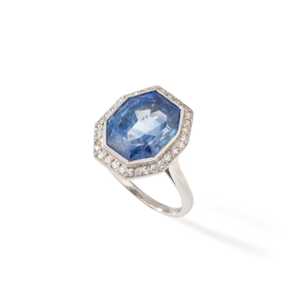 Bague Art déco en platine, saphir et diamants - Image 3