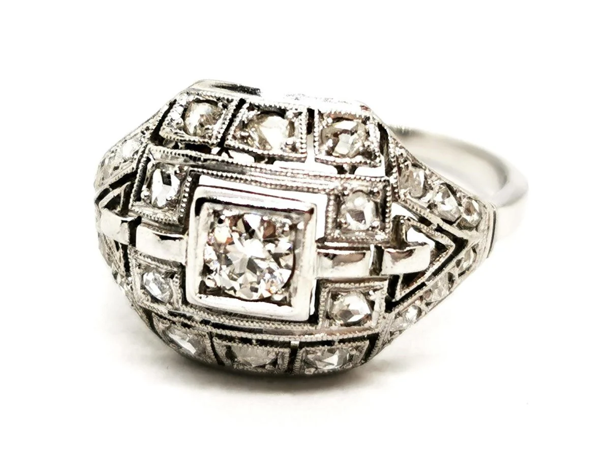 Bague Art déco Or blanc Diamant - Image 2