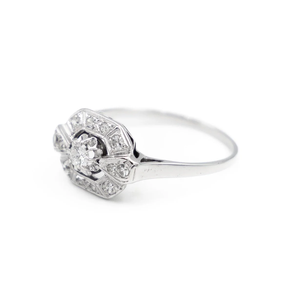 Bague Art déco Or blanc Diamant - Image 3