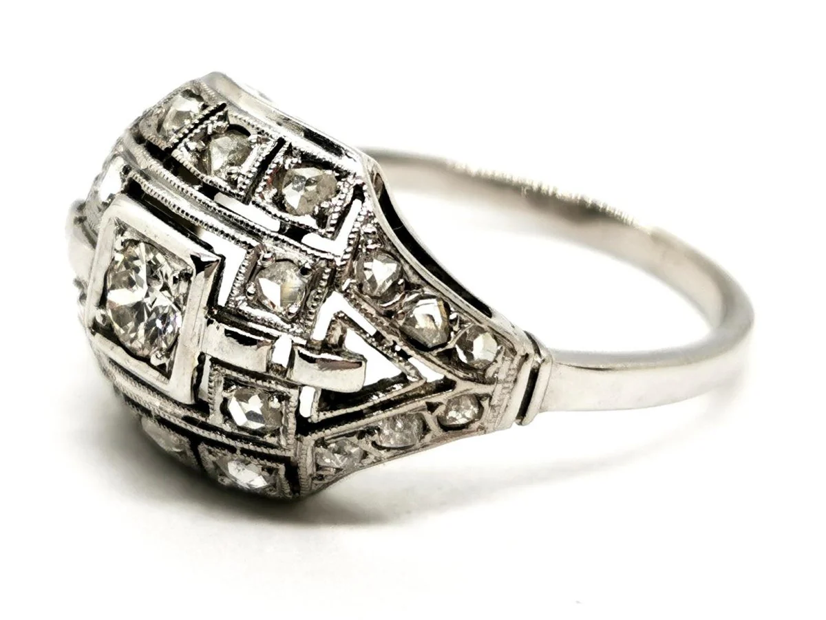Bague Art déco Or blanc Diamant - Image 3