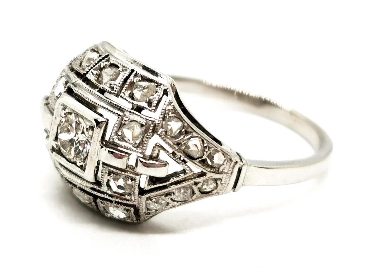 Bague Art déco Or blanc Diamant - Image 4