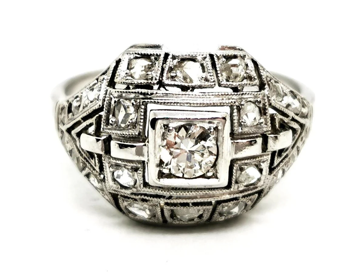 Bague Art déco Or blanc Diamant - Image 9