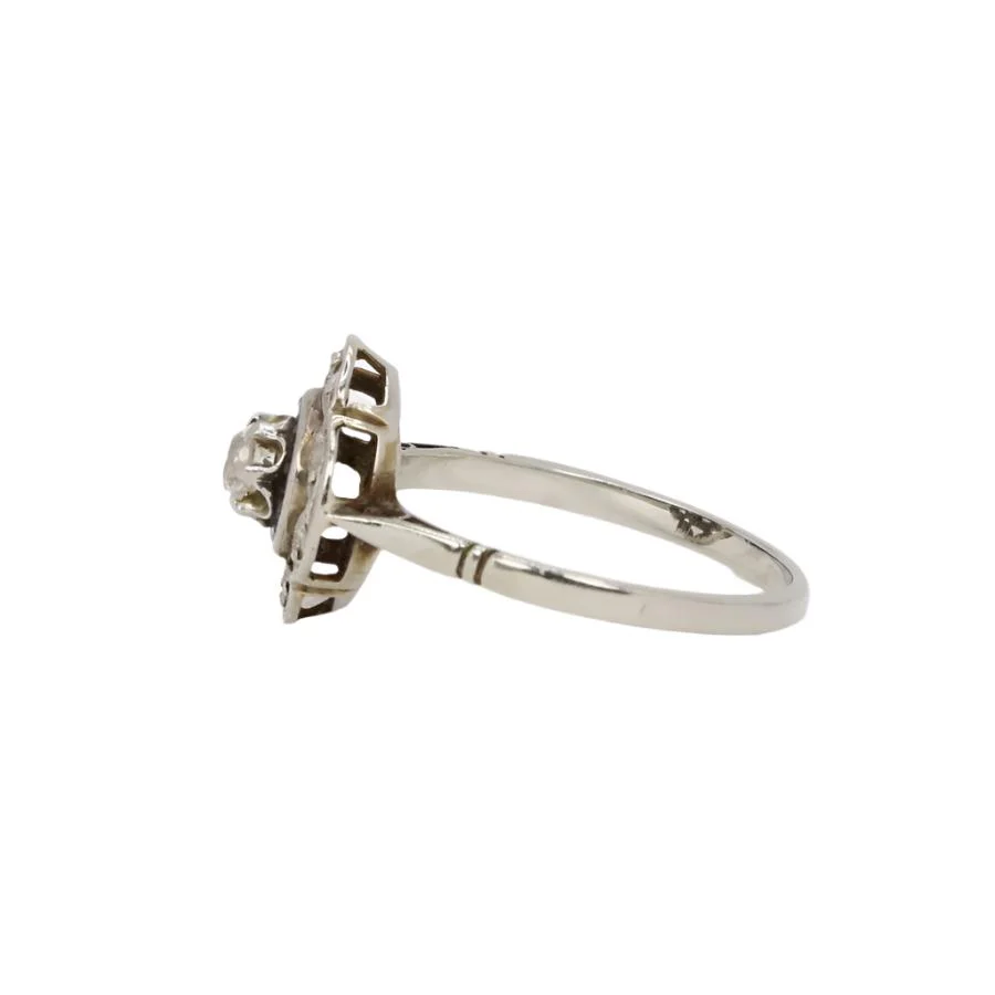 Bague Art Déco or blanc, saphirs et diamants - Image 6