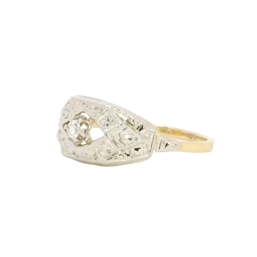 Bague en or jaune, or blanc et diamant - Image 3