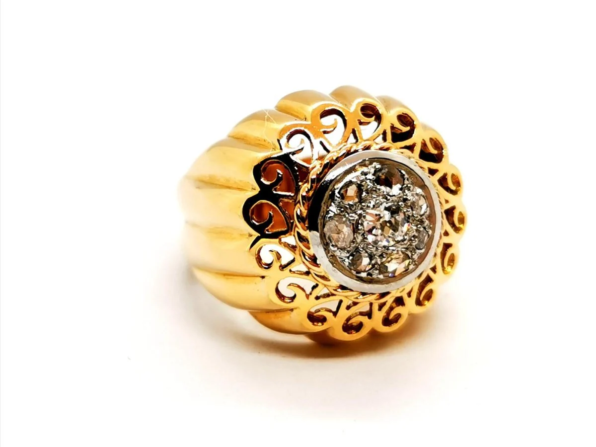 Bague Art déco Or jaune Diamant - Image 2