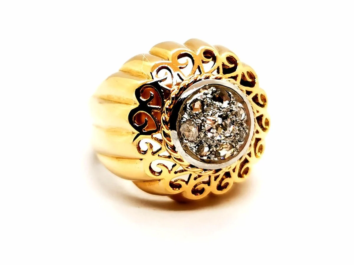 Bague Art déco Or jaune Diamant - Image 3