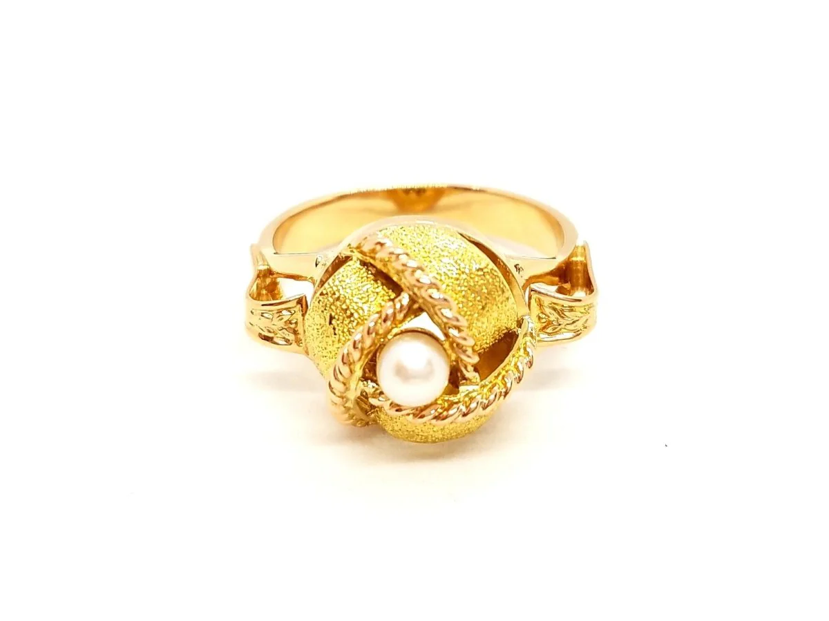 Bague Art déco Or rose Perle - Image 10
