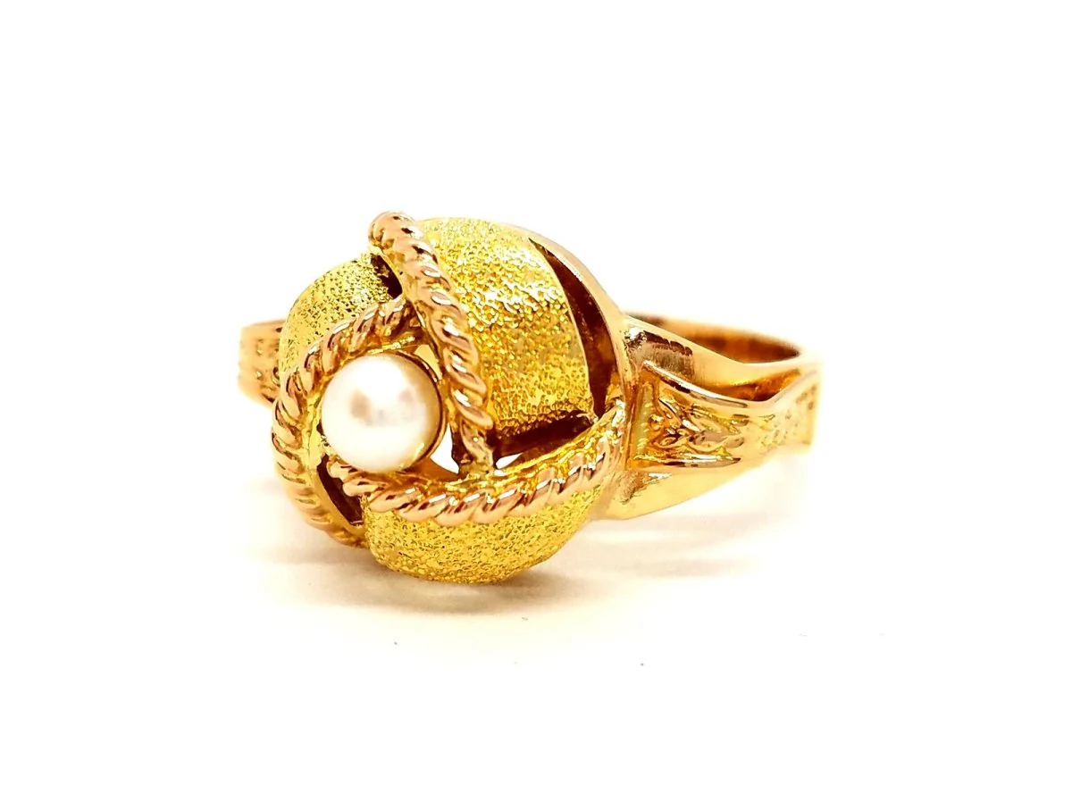 Bague Art déco Or rose Perle - Image 3