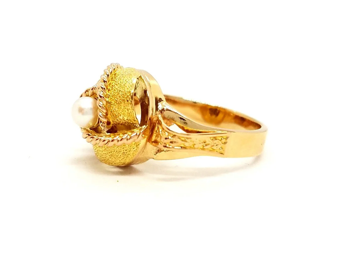 Bague Art déco Or rose Perle - Image 4