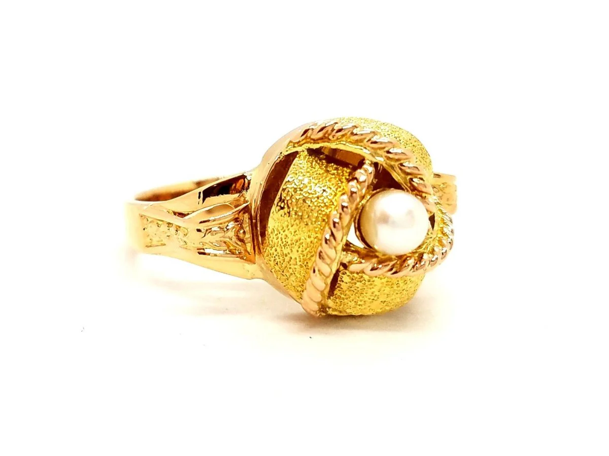 Bague Art déco Or rose Perle - Image 9