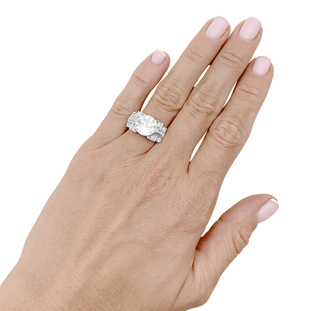 Bague Cocktail en platine et diamants - Image 2