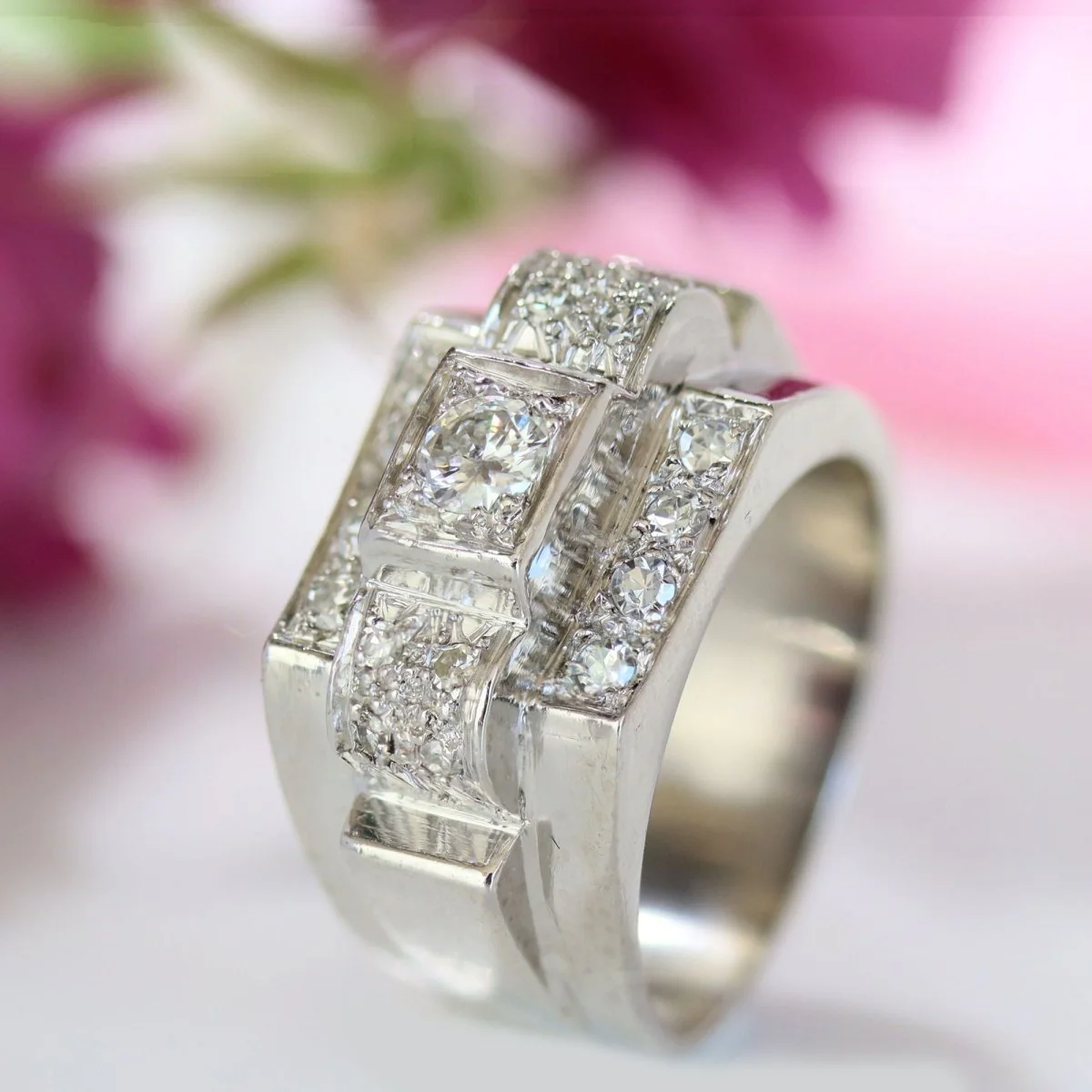 Bague art déco en platine et diamants - Image 9