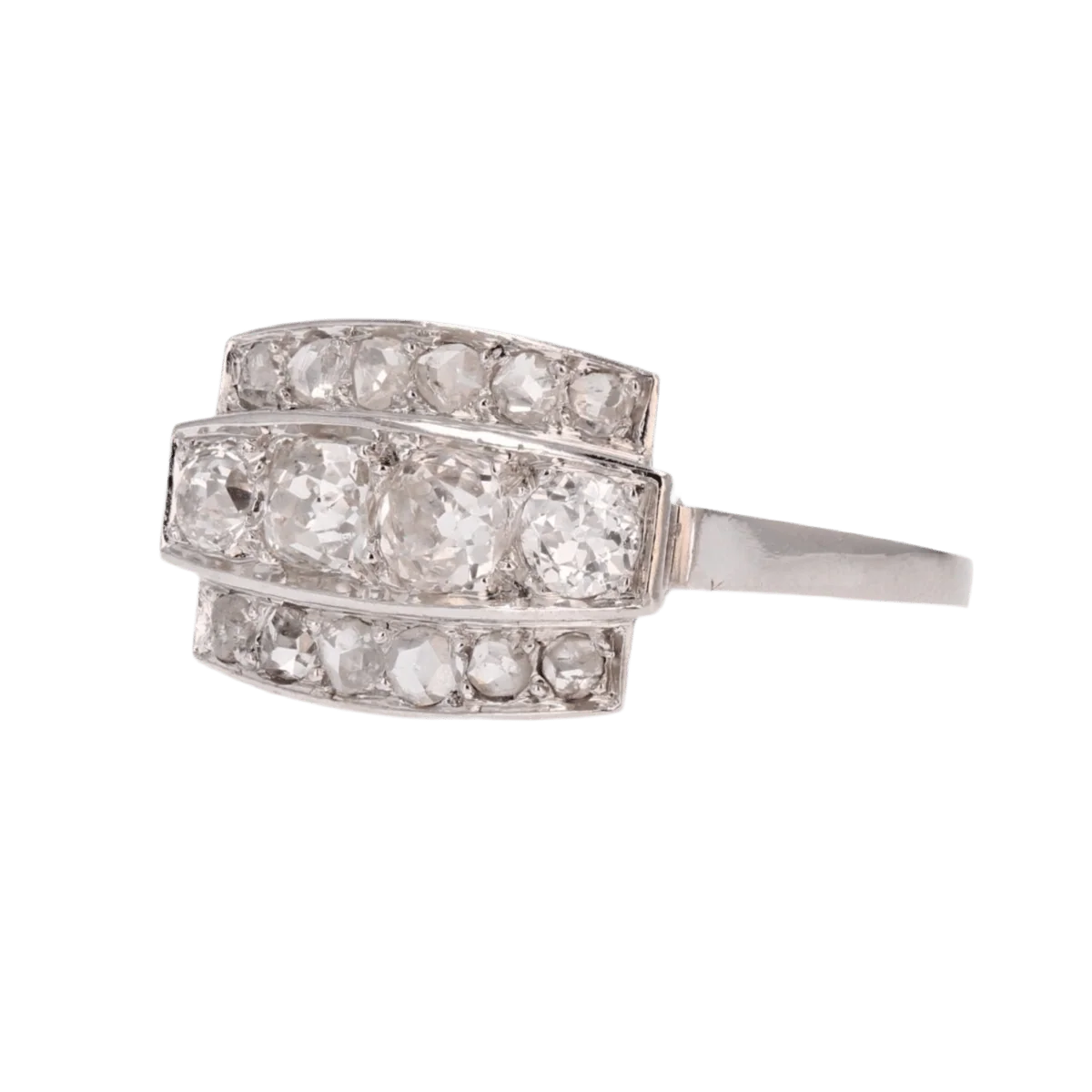 Bague Pavée en platine et diamants - Image 3