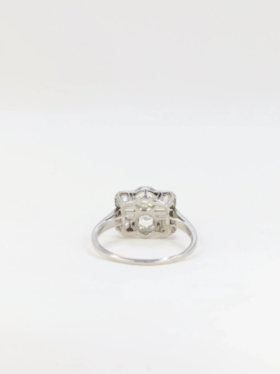 Bague Art Déco Platine et Diamants Taillés en Rose - Image 5