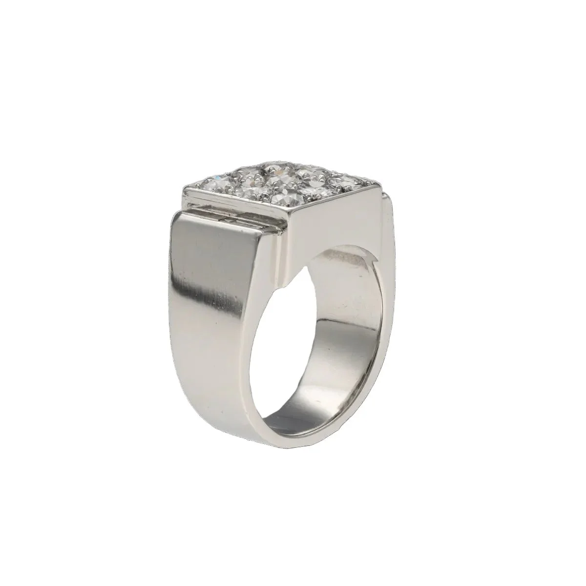 Bague Chevalière en platine et diamants - Image 2