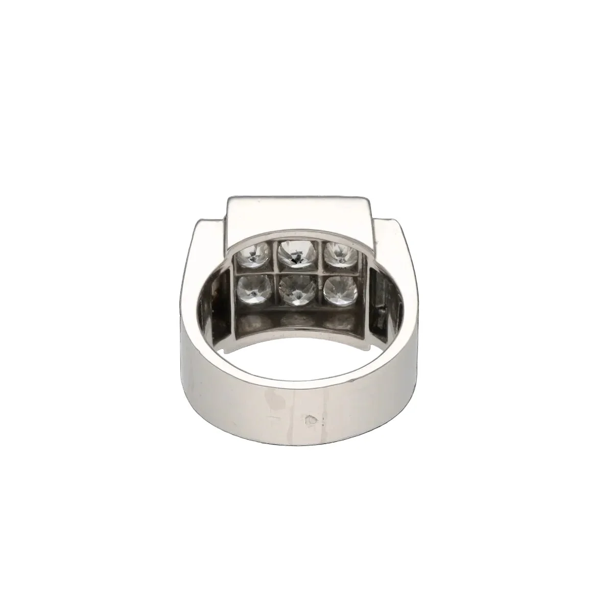 Bague Chevalière en platine et diamants - Image 3
