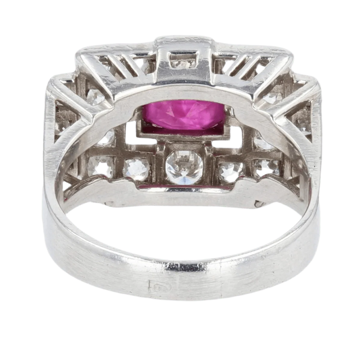 Bague Pavée en platine, rubis et diamants - Image 3