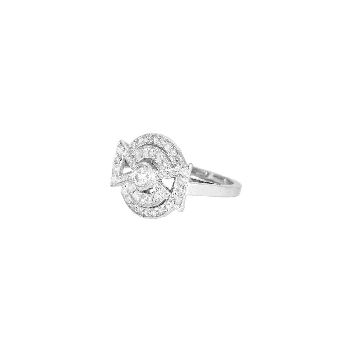 Bague Entourage en platine et diamants - Image 3