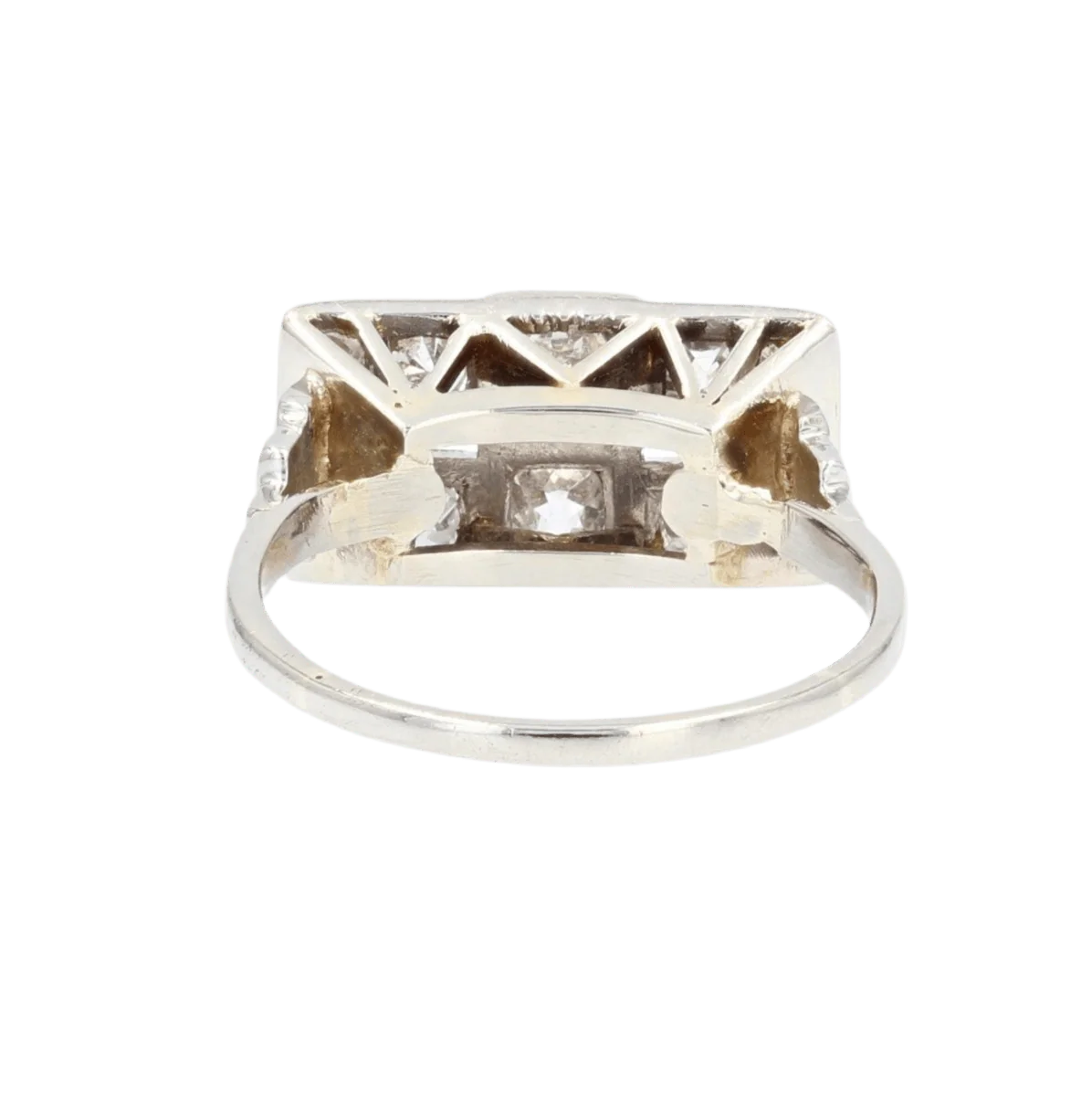 Bague Pavée en or blanc, platine et diamants - Image 4