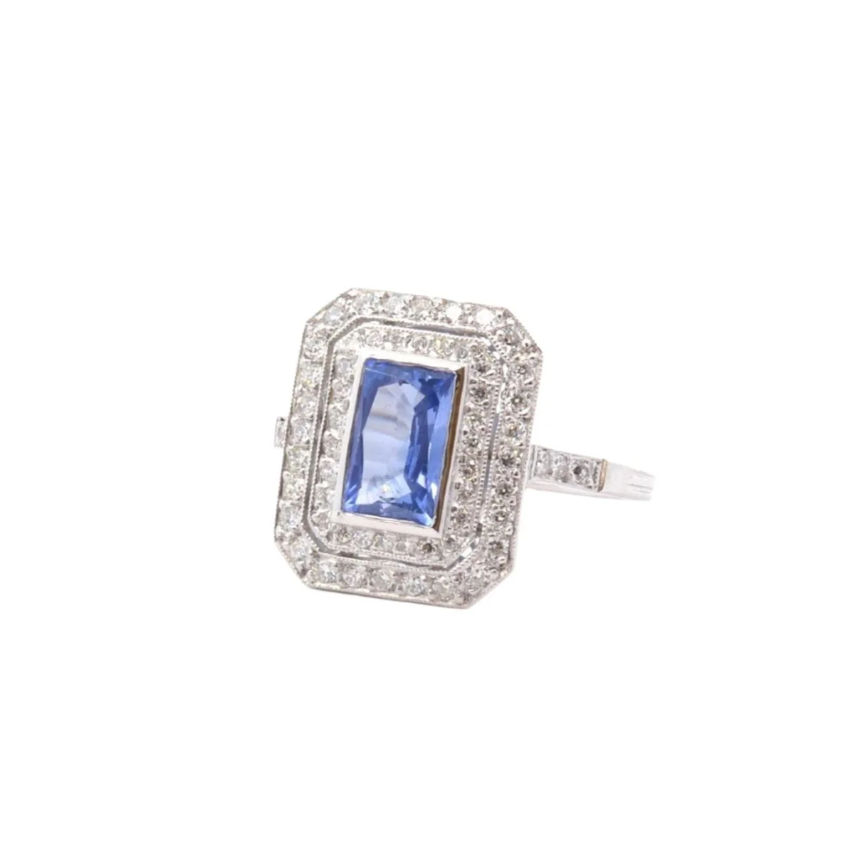 Bague en platine, saphir et diamants - Image 5