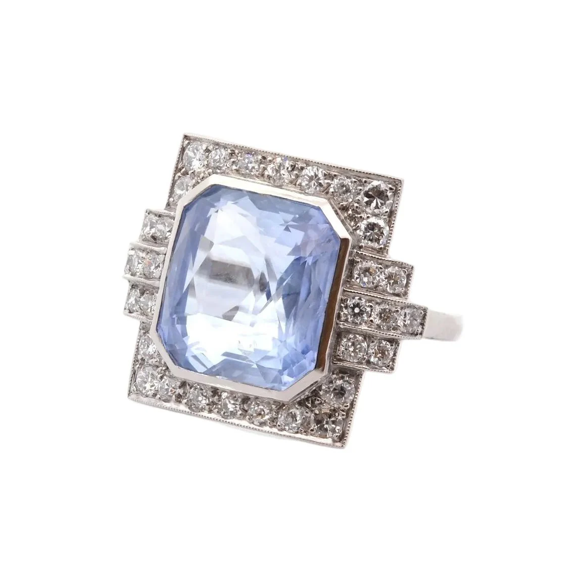 Bague en platine, saphir et diamants - Image 2