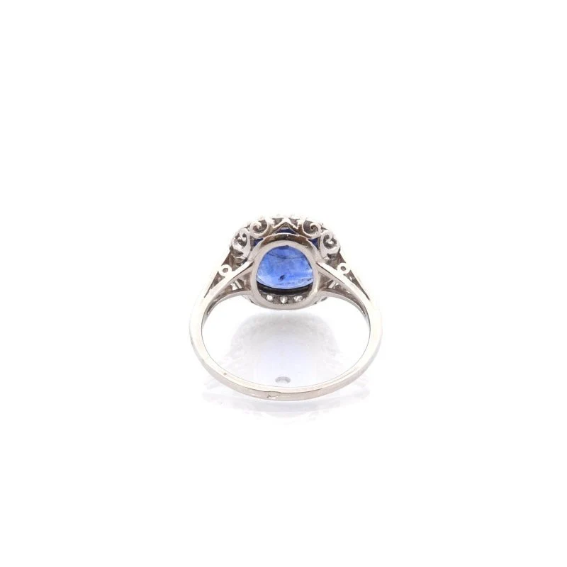 Bague Entourage en platine, saphir et diamants - Image 5