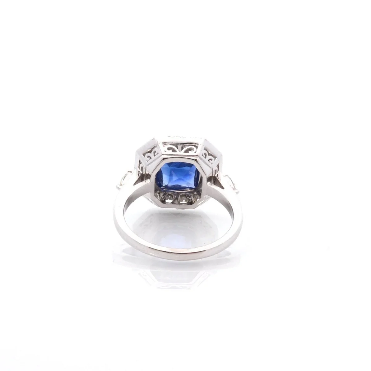 Bague Art Déco en platine, saphir et diamants - Image 3