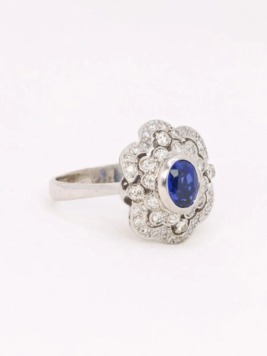 Bague Art Déco saphir diamants - Image 8