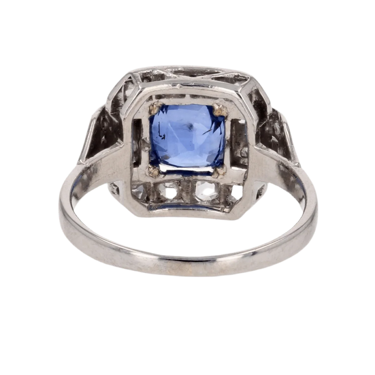 Bague Entourage en platine, saphir et diamants - Image 4