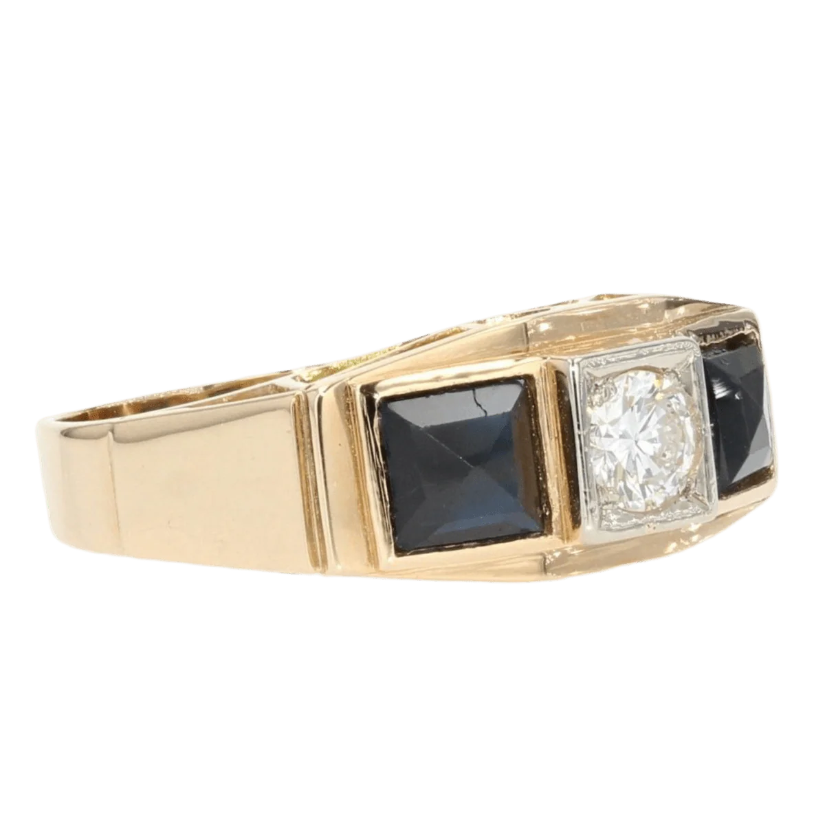 Bague Jarretière en or jaune, saphirs et diamants - Image 5