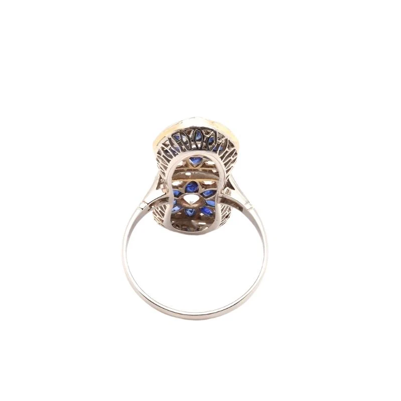 Bague Art Déco en or blanc, platine, saphirs et diamants - Image 4