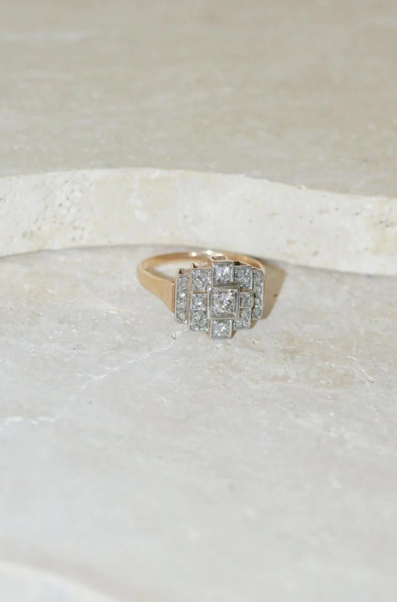 Bague Art Déco Tank Escalier Diamants - Image 6