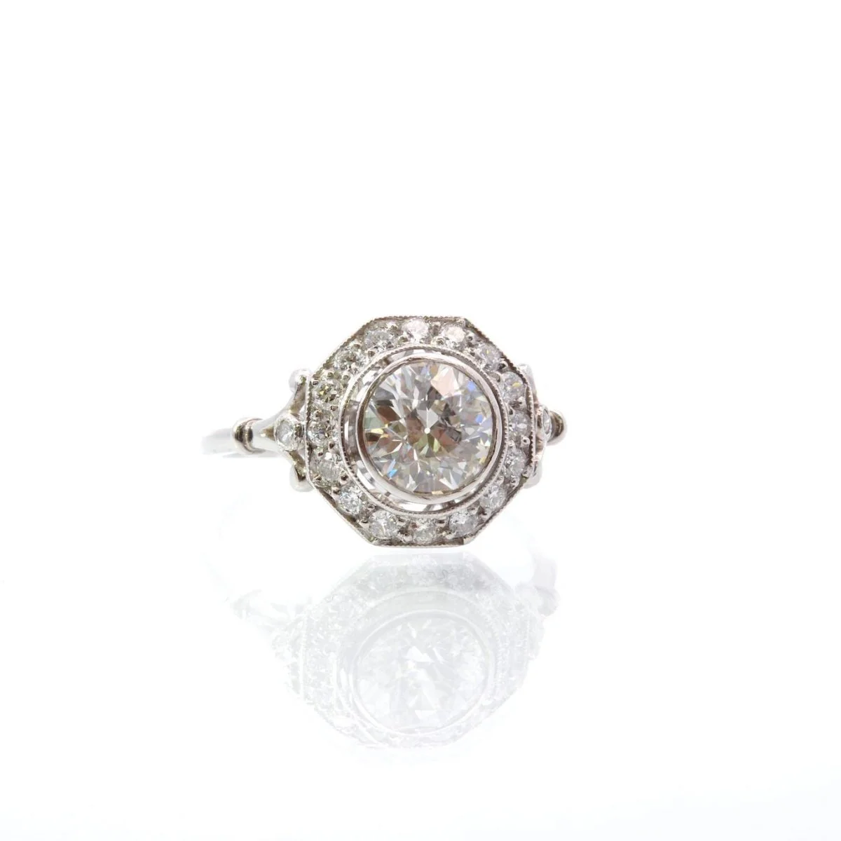Bague Marguerite en platine et diamants - Image 5