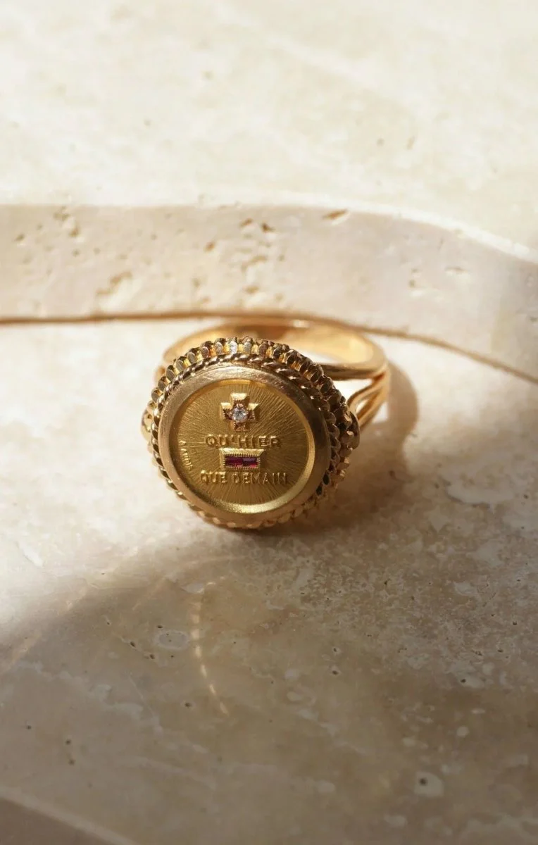 Bague Augis Vintage Or Jaune et Diamant T54 - Image 10