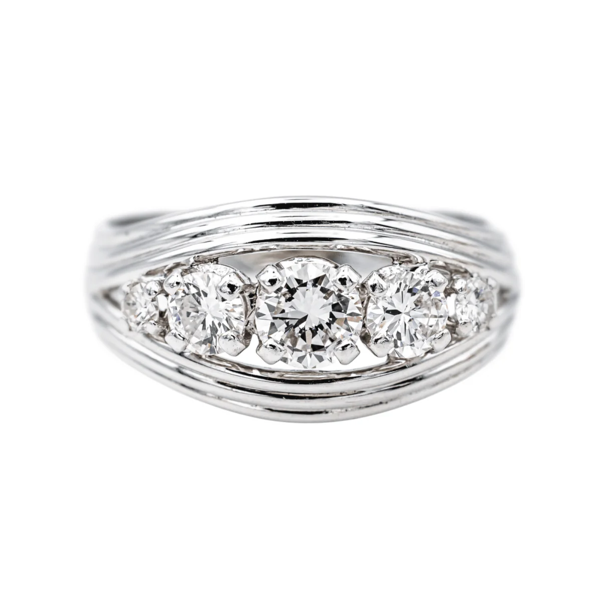 Bague Bandeau en or blanc, platine et diamants