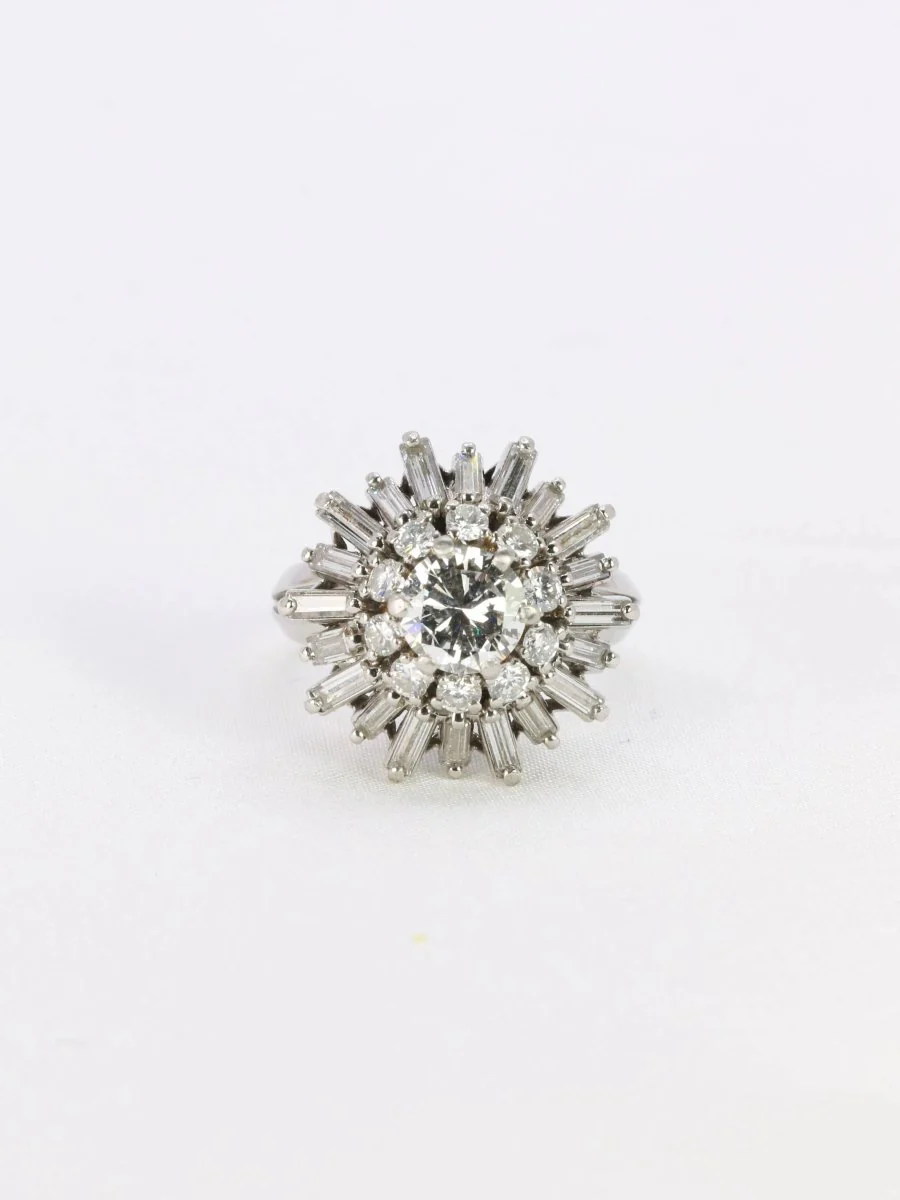 Bague soleil or blanc diamants 2.8 ct - Image 3