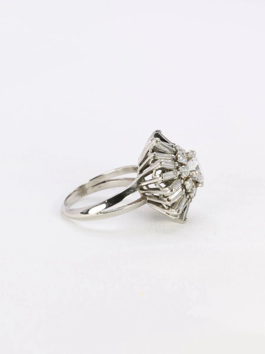Bague soleil or blanc diamants 2.8 ct - Image 7
