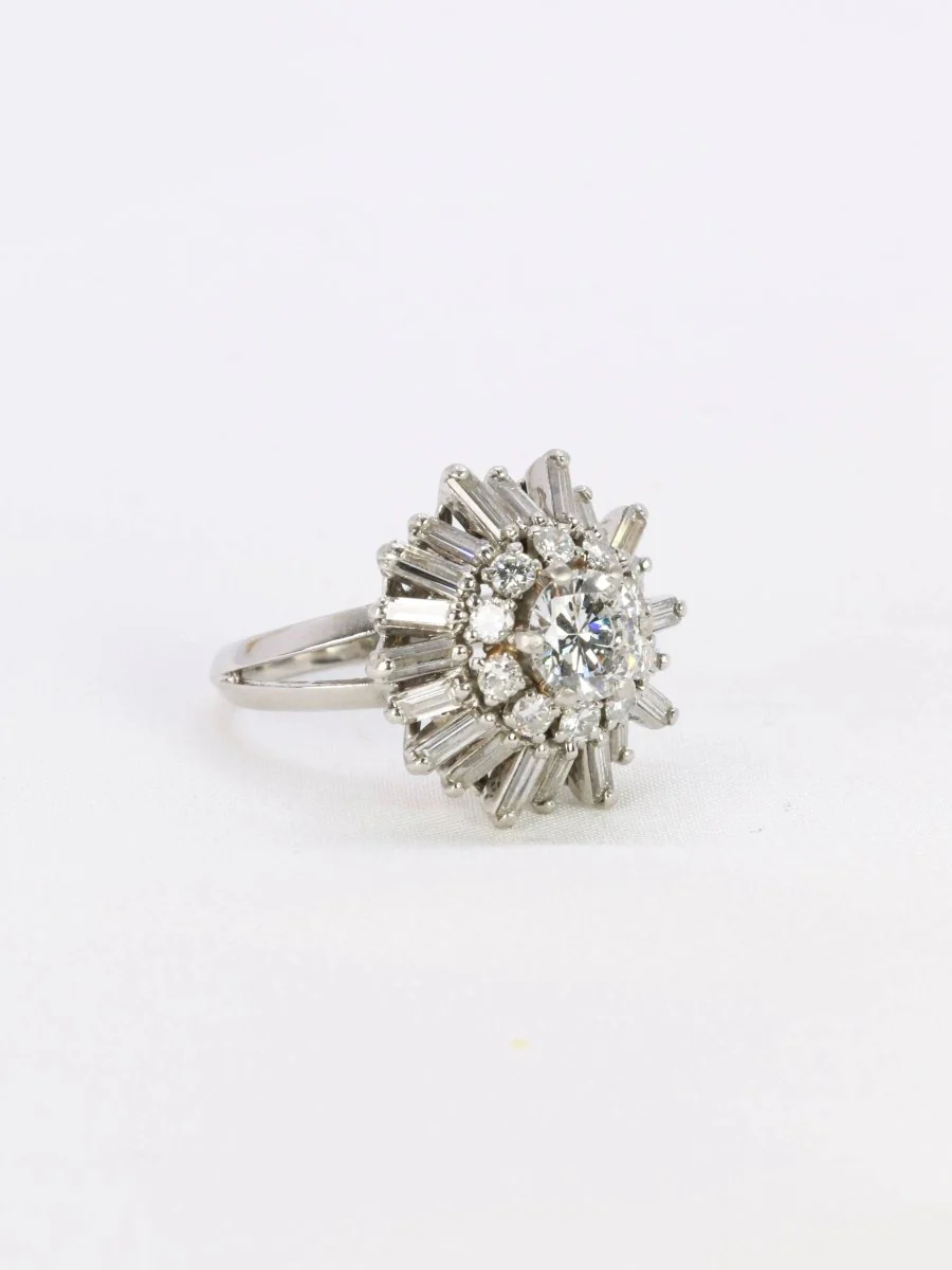 Bague soleil or blanc diamants 2.8 ct - Image 8