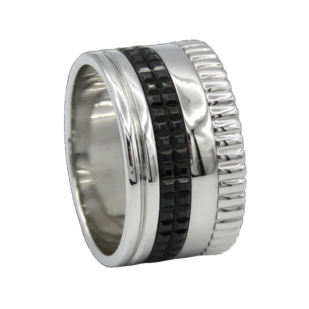 Bague Bandeau BOUCHERON "Quatre Black Edition" L en or blanc et PVD - Image 3